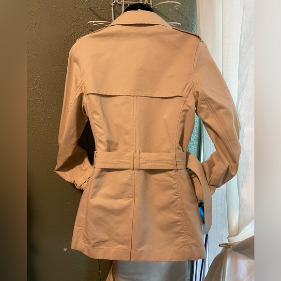 Eddie Bauer Sz Small Double Breasted Belted Trench Coat - Picture 5 of 7